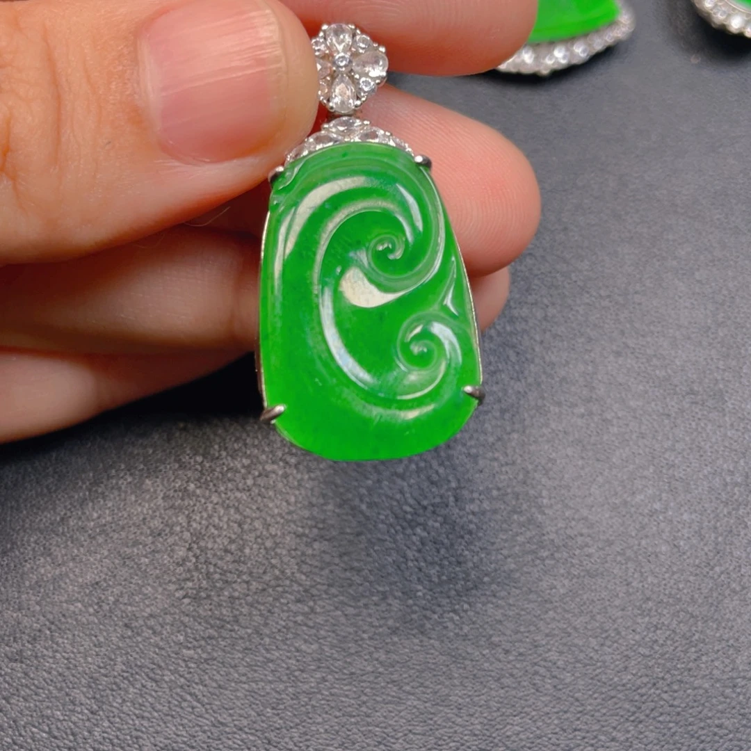 翡翠银S925镶嵌吊坠(不含链)