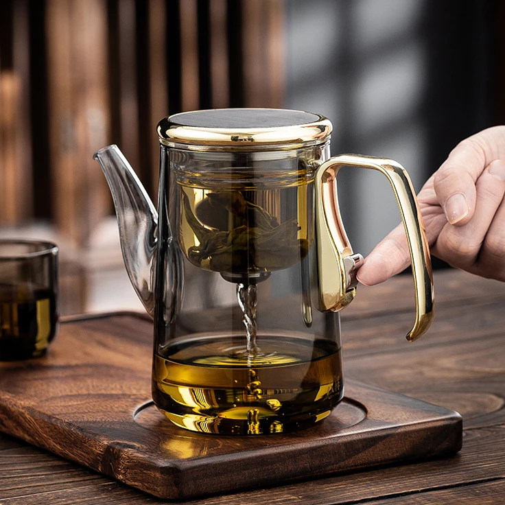 【六祥】一键磁吸飘逸杯玻璃耐高温泡茶专用泡茶壶高档新型茶器过滤