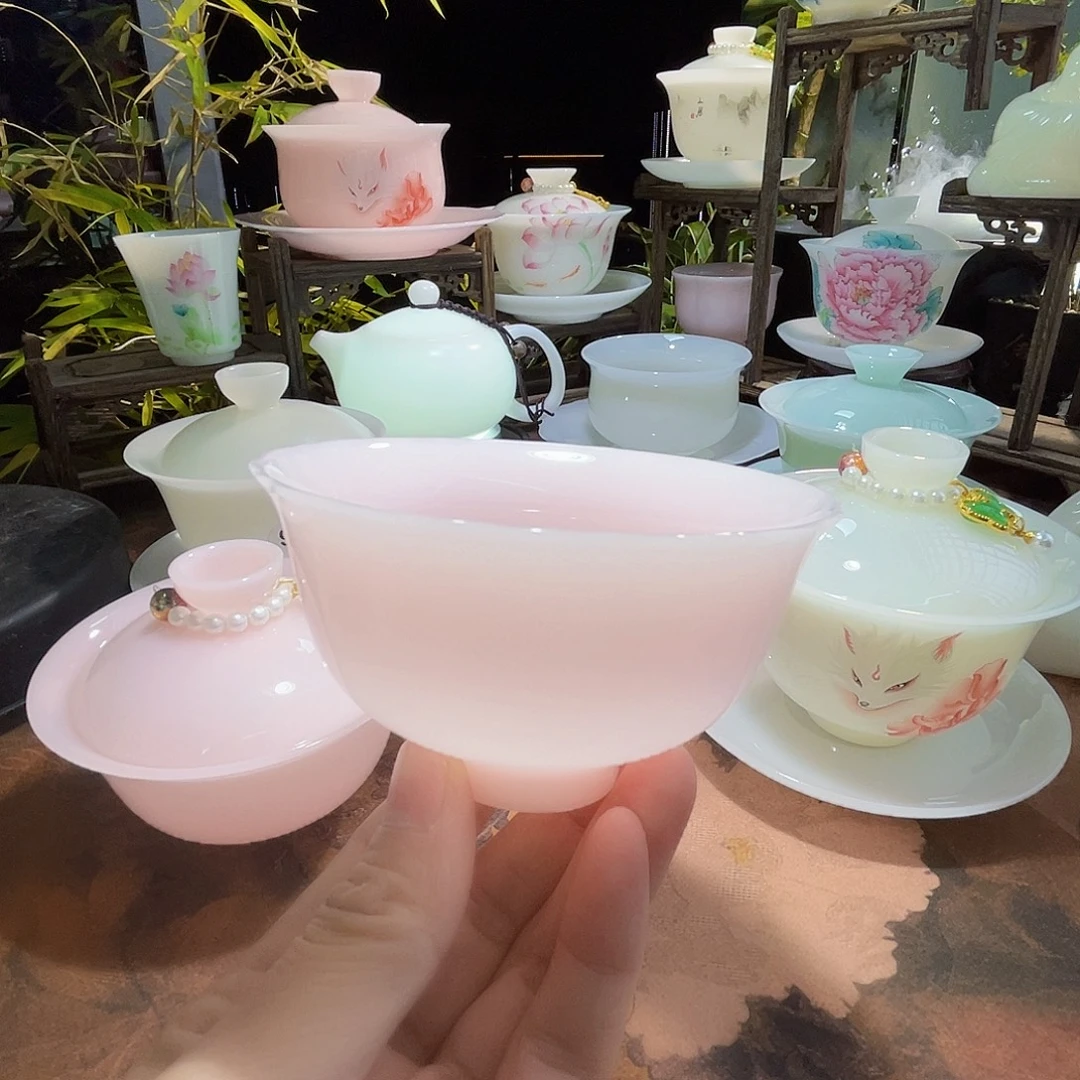 冰晶璞玉粉黛花口杯