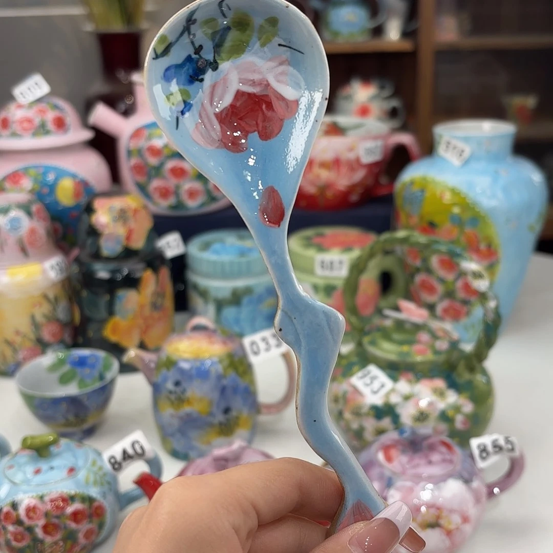 瓷片景德镇手绘高温釉下彩陶瓷茶具