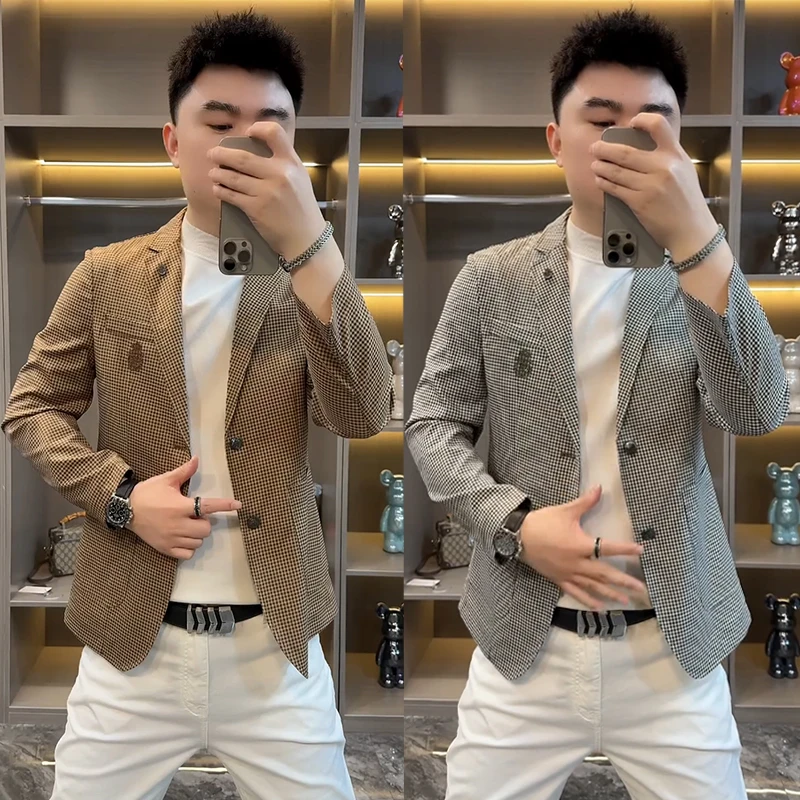 春季新款商务外套男士欧货净版气质修身西装时尚简约高级感小西服