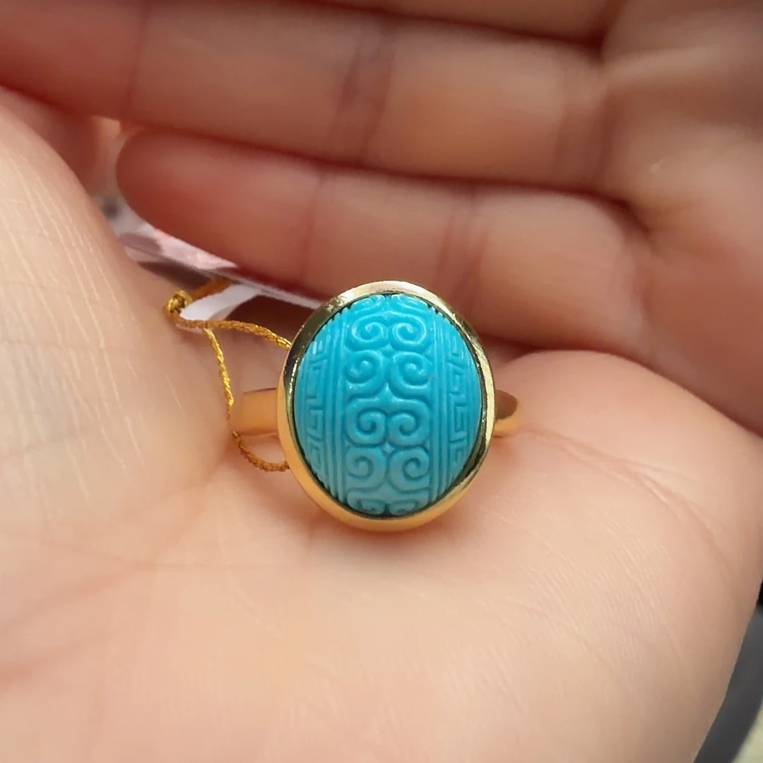 绿松石银S925镶嵌戒指