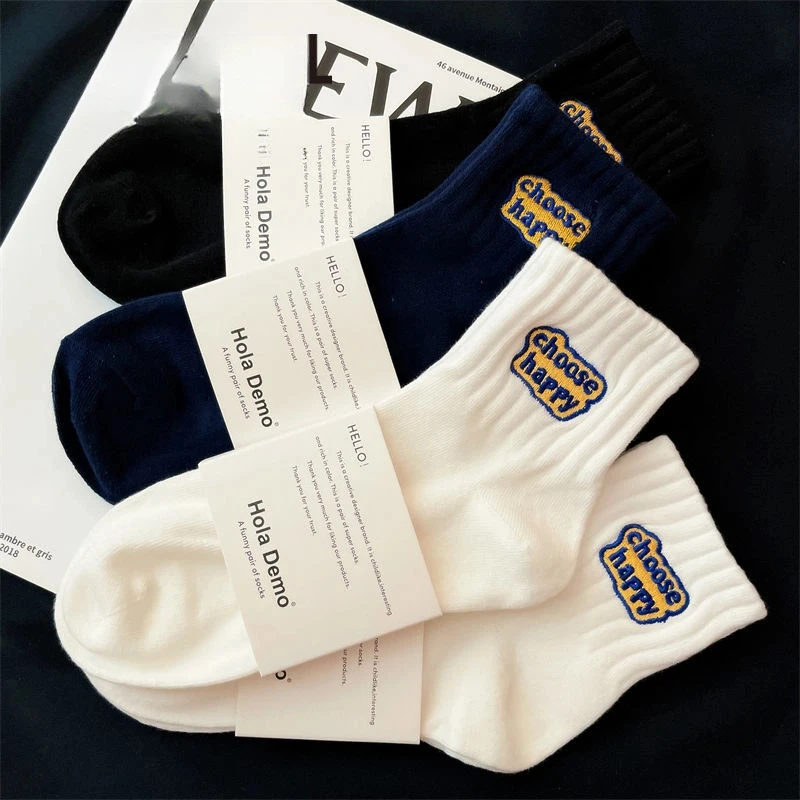 100%棉防臭情侣ins成人运动风薄款运动袜秋季学生百搭中筒袜短筒