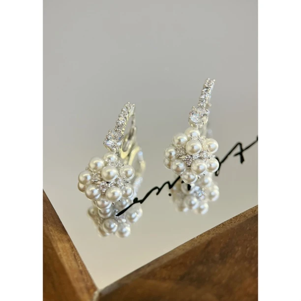 镀白金 银针 爆米花珠 高级感时尚女耳钉E4682