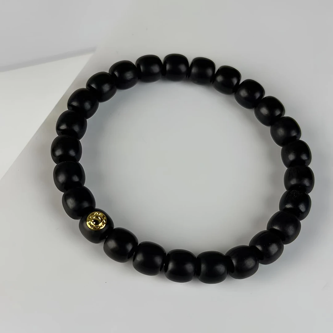 带标乌木精工归圆老型珠7*8mm单圈手串男女款