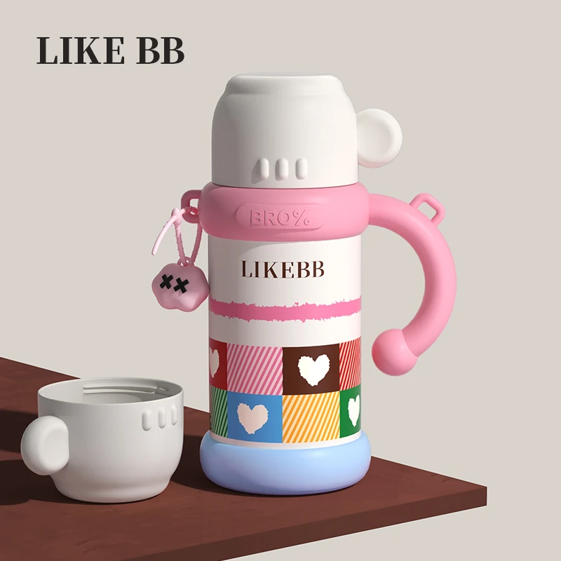 LikeBB一盖三饮大容量保温杯女生高颜值带盖水杯新款便携学生杯子