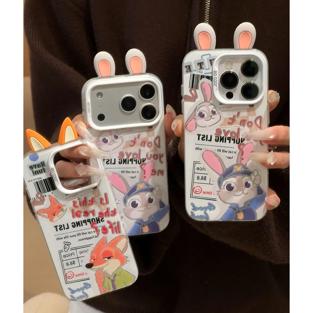 报纸朱迪尼克立体耳朵适用苹果17/16情侣手机壳华为vivoppo小米15