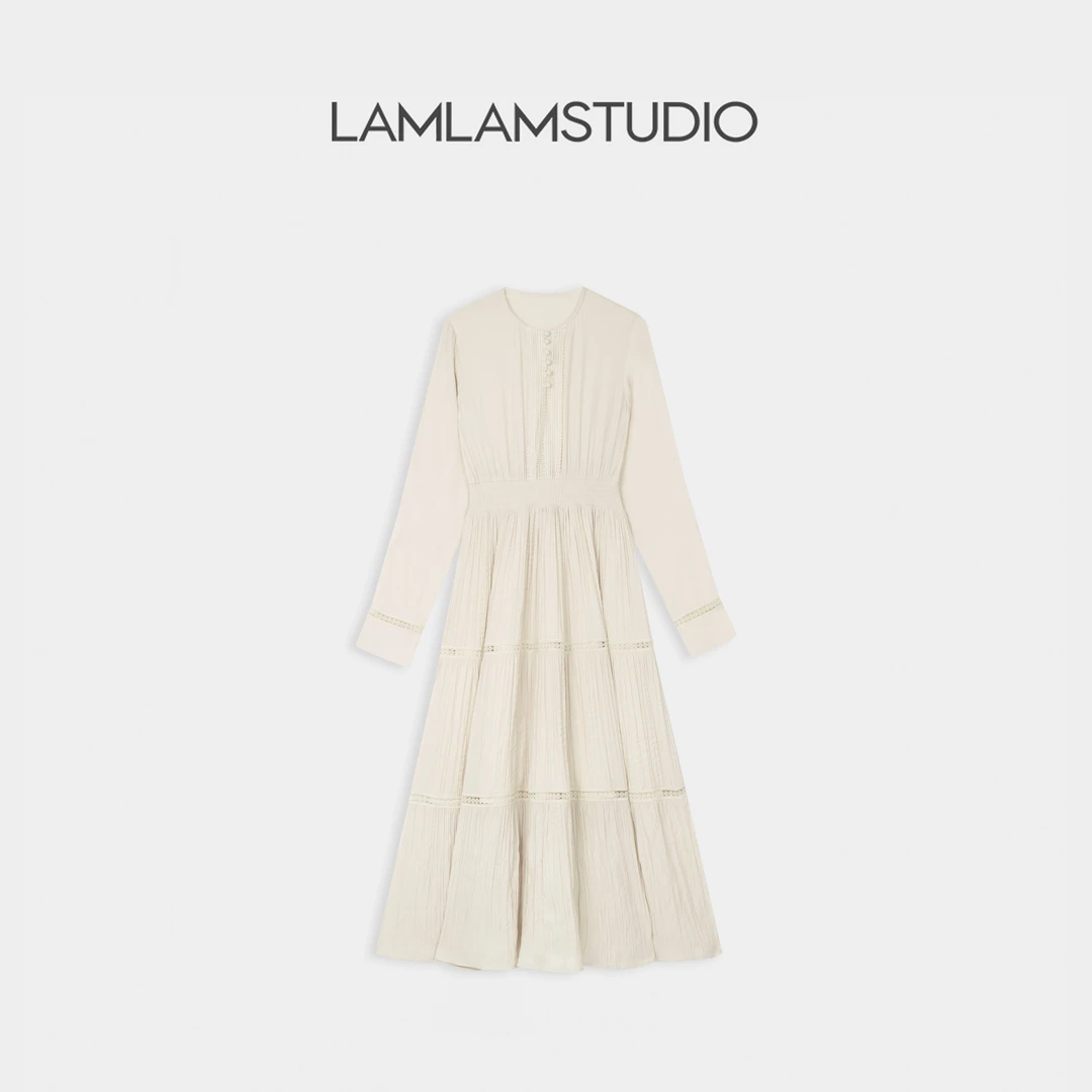 “夏日轻拂”连衣裙气质长袖女士春季收腰 张一琳 L251038D