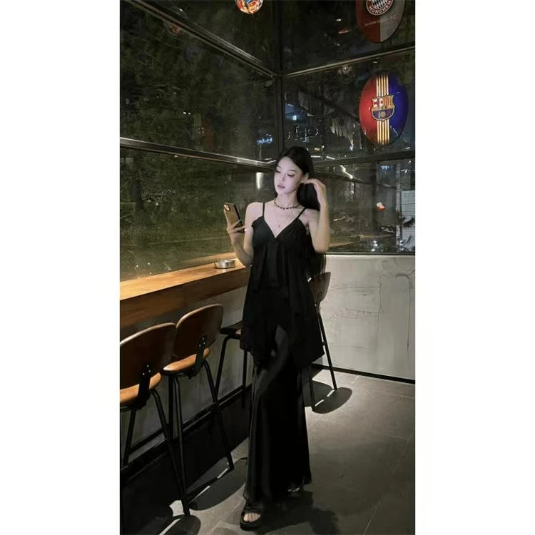 0045-纯欲风V领吊带上衣夏季新款高级气质修身显瘦半身裙*428-331