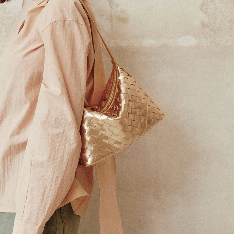 avalea葳里 羊皮单肩腋下编织饭盒包2025新款hobo包斜挎女包C397