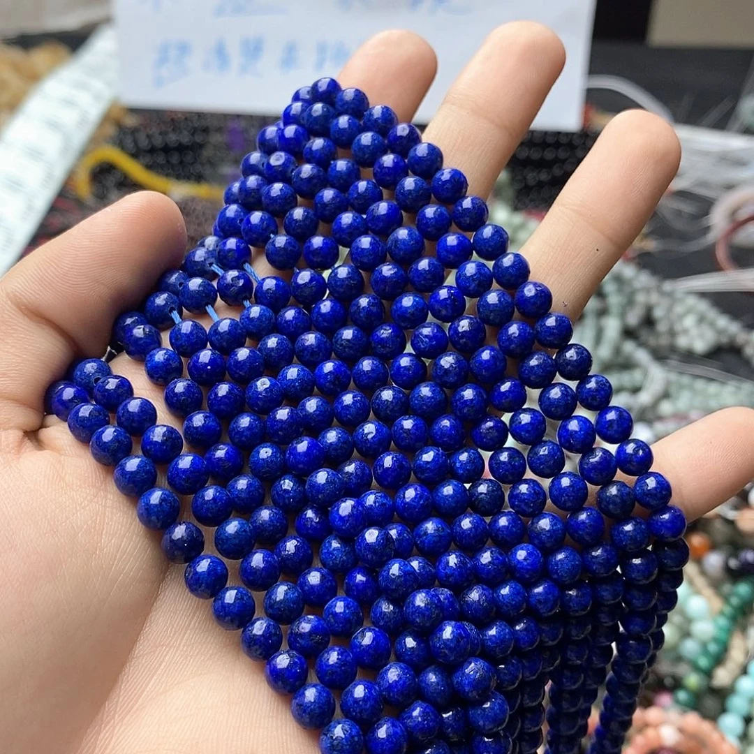 玛瑙/玉髓未镶嵌珠宝半成品一条天然6mm青金圆珠A38