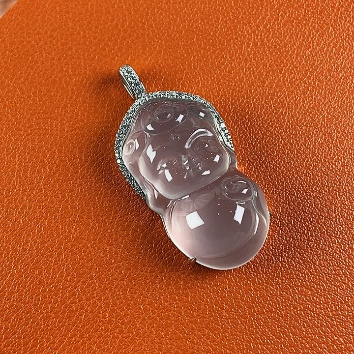 石英质玉银S925镀金镶嵌颈饰