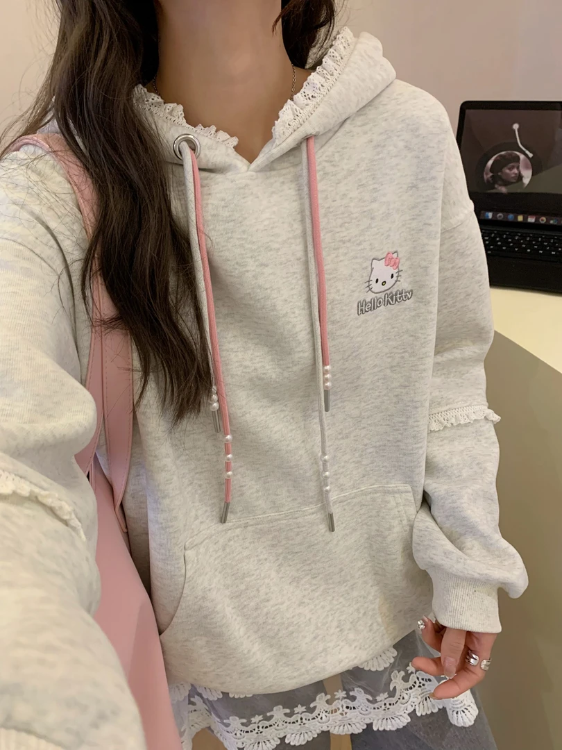 春款150韩版加绒洋气休闲刺绣撞色百搭宽松学生冬天网红款