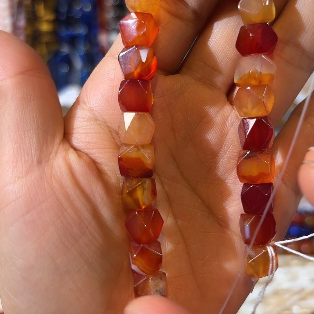 玛瑙/玉髓合金珠宝半成品红玛瑙一条20cm