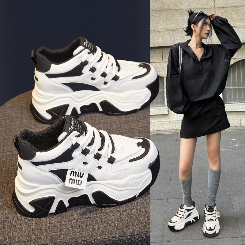 【香港NINGLUO专柜奢品】内增高老爹鞋女2025春季新款真皮百搭松