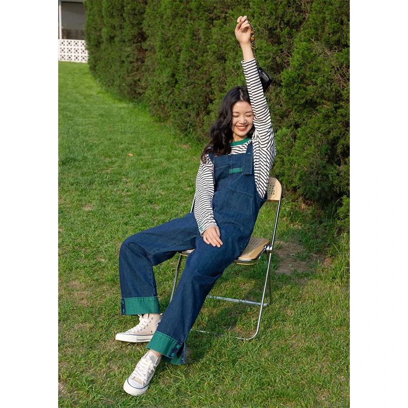 【佐】奈●复古百搭时尚显瘦牛仔背带裤2025年春专柜撤柜女装