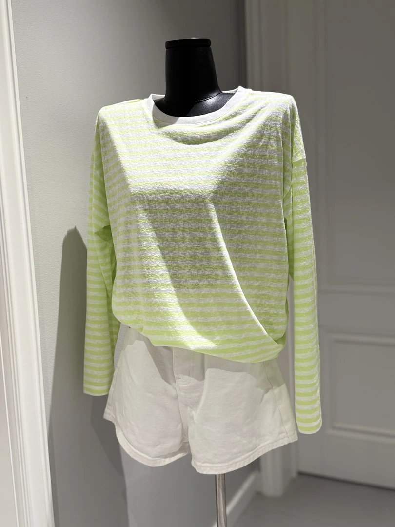 夏季百搭防晒极简休闲风条纹宽松长袖T