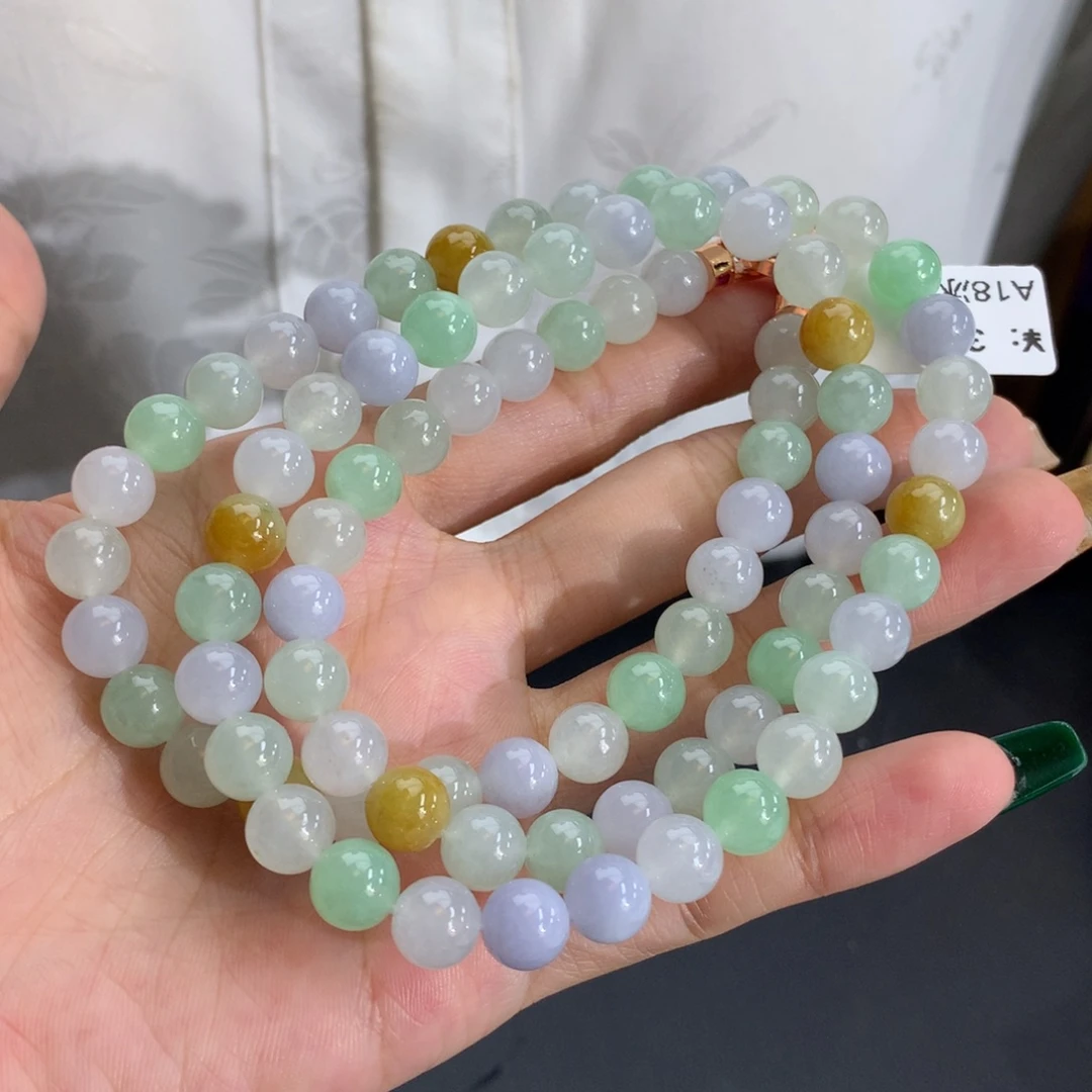 翡翠未镶嵌手串卡7.9胶润多宝项链