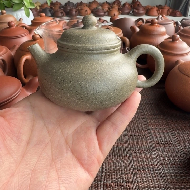 茶杯紫砂青段容天壶钮花140cc