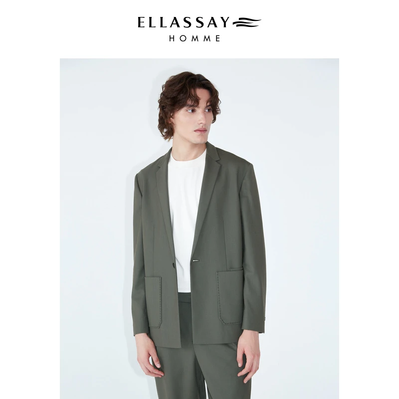【冯兵同款】ELLASSAY歌力思男装新款羊毛单粒扣休闲高品质西装外套