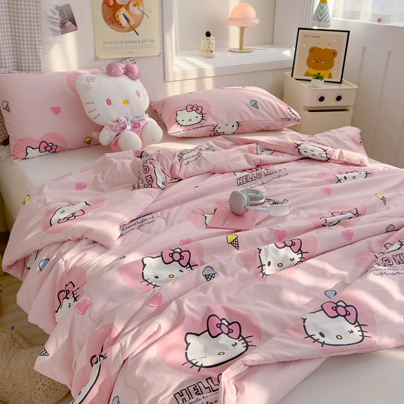 可爱三丽鸥kitty猫儿童夏凉被家用专用午睡空调被子可机洗整张棉