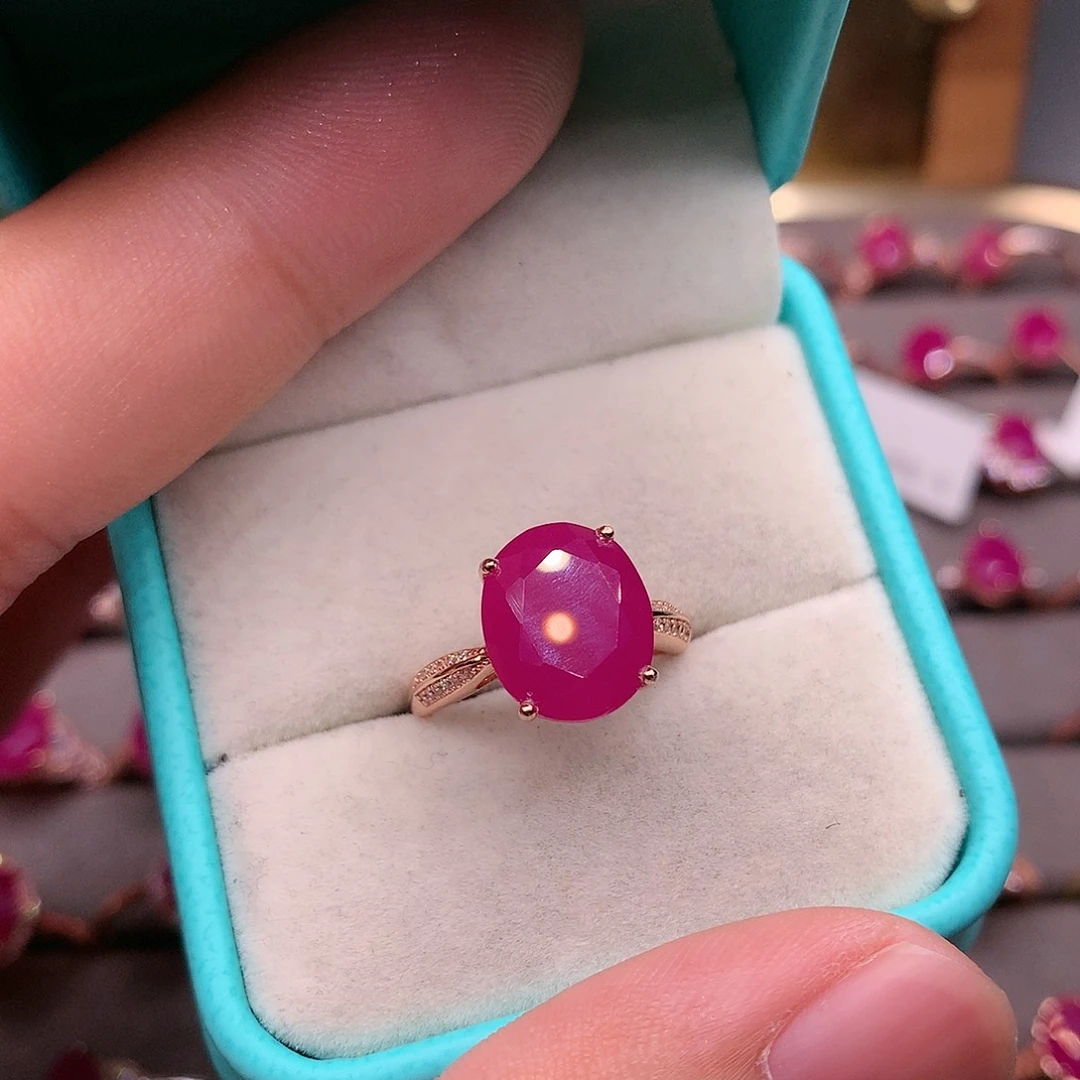 红宝石戒指银S925镶嵌