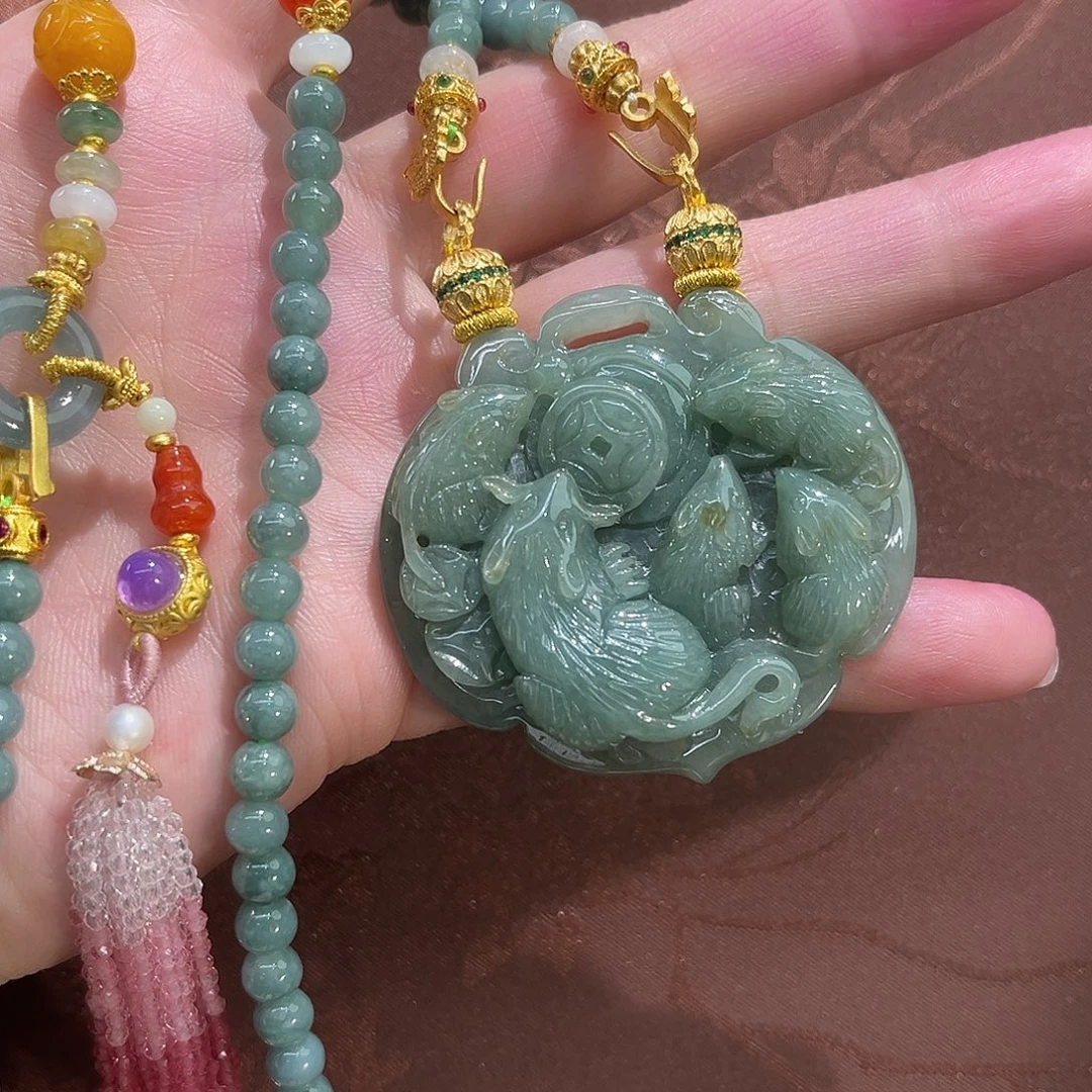 翡翠合金吊坠(赠链)国风