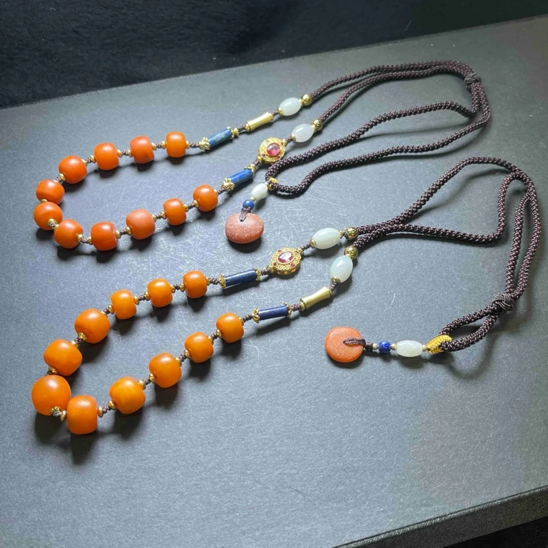 【小魏总珠宝】古董蜡11颗老型珠项链（13mm）【多样性发一】