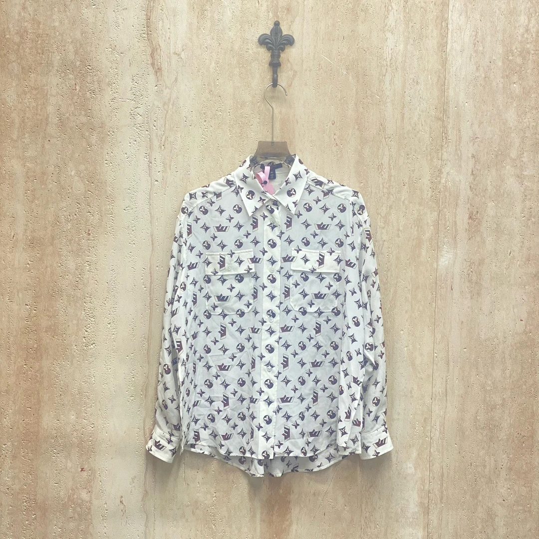 99新 LouisVuitton/路易威登 红色老花满印真丝衬衫/40码/32185