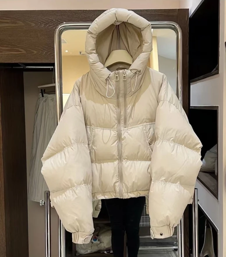 【慕羽】连帽羽绒服休闲常规款抽绳女装秋冬韩版外套宽松百搭保暖