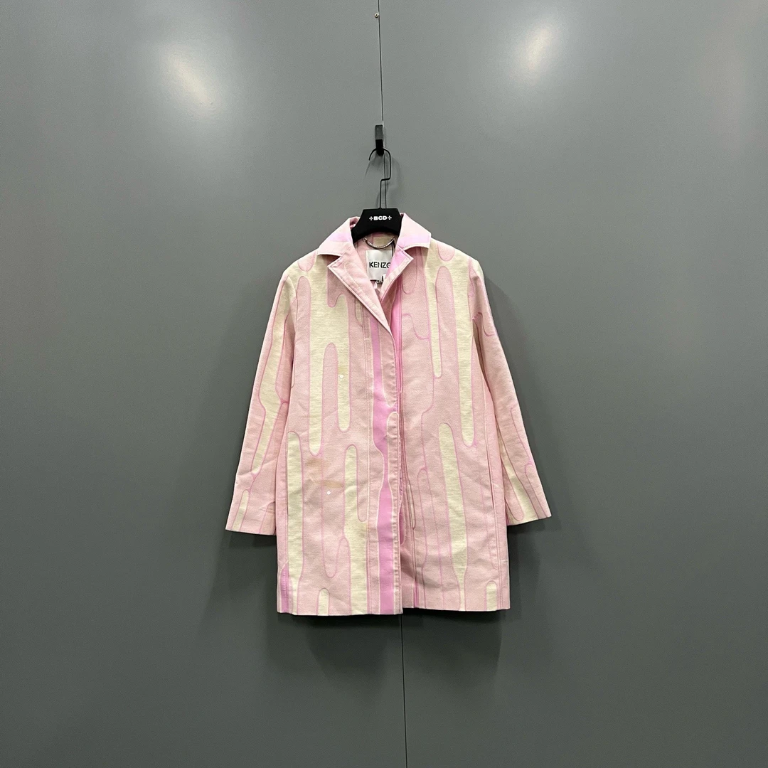 95新 KENZO/肯佐 jp915 017482 粉色几何图案外套 36码