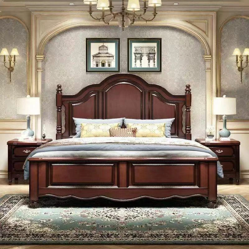 美式实木床家用米婚床主卧现代双人床轻奢软包新款单人床可折叠带