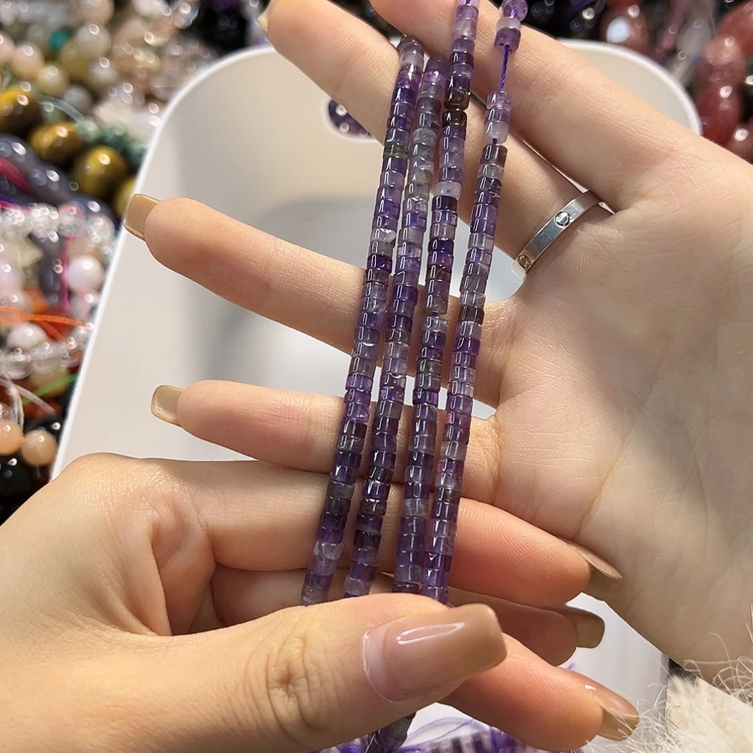 玛瑙/玉髓未镶嵌珠宝半成品紫水卡直切卡4一条