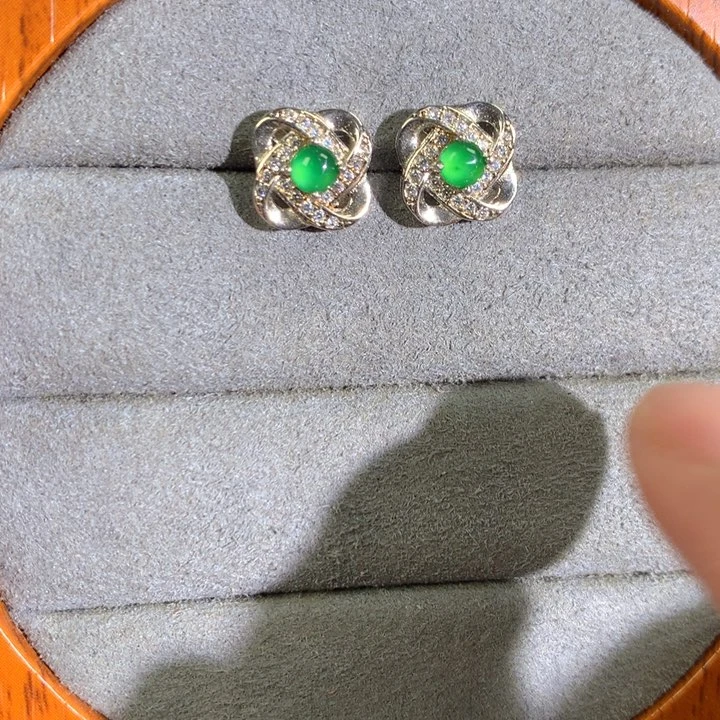 翡翠银S925镶嵌耳饰耳饰