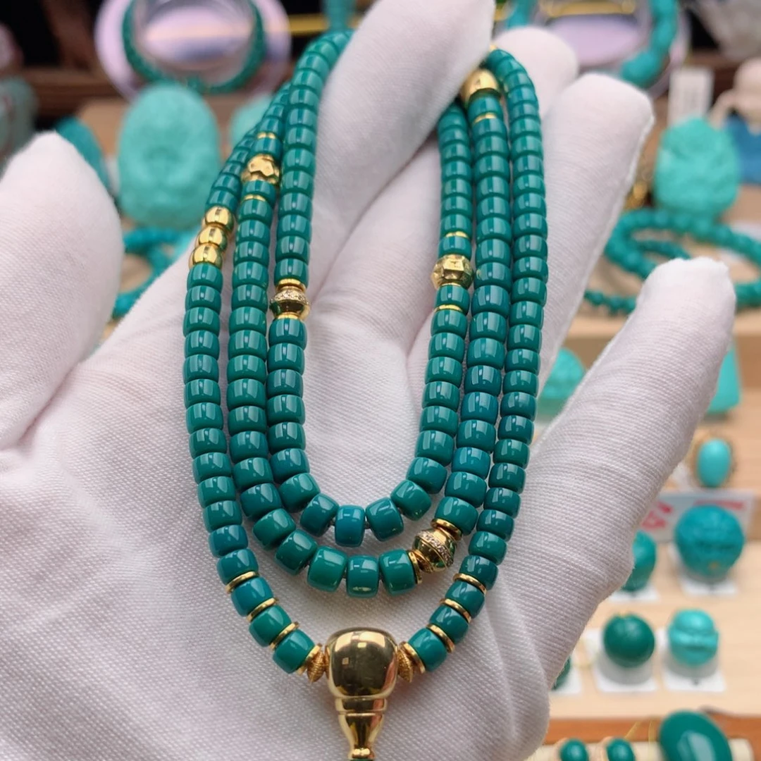 绿松石珠宝奇石18K金镶嵌