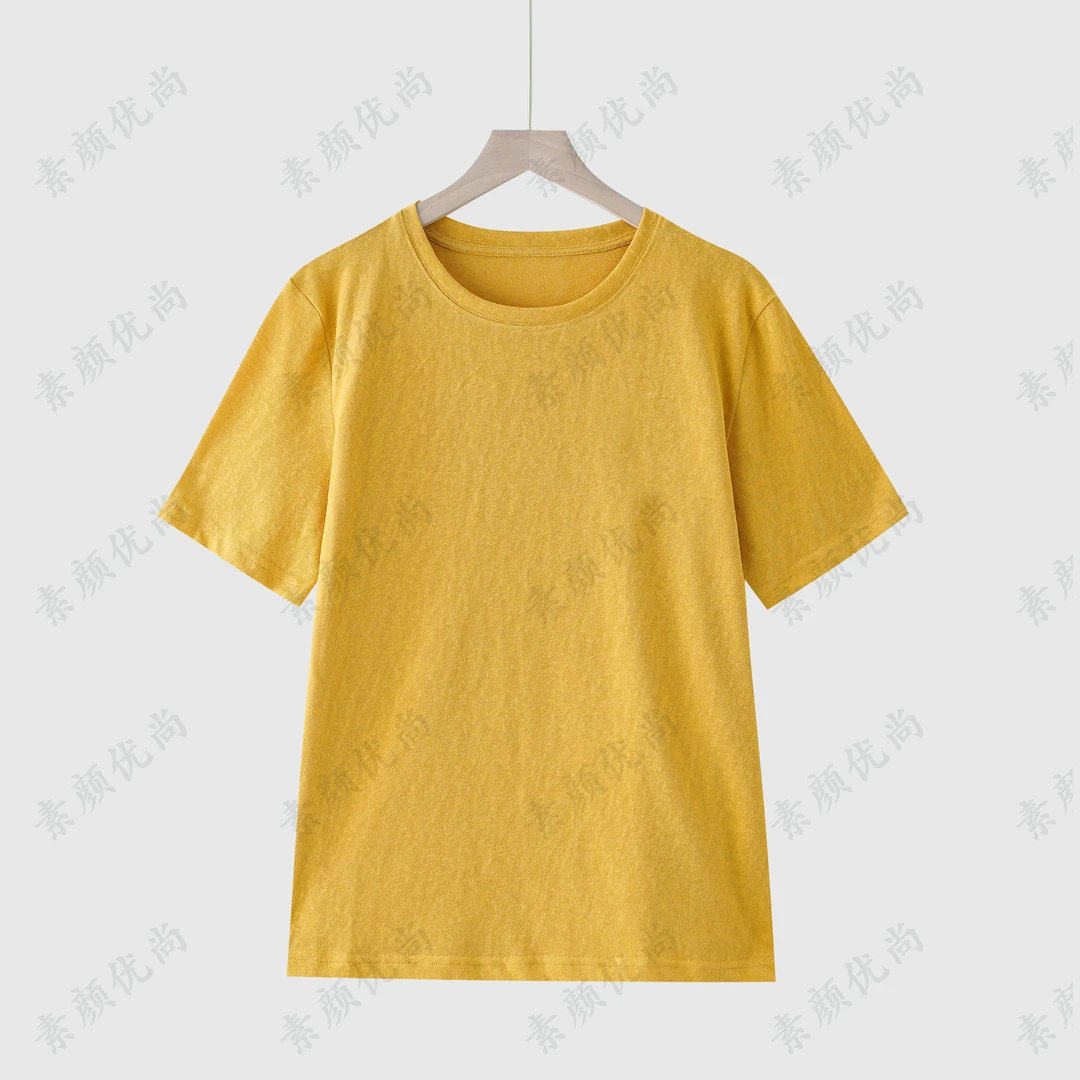 【素颜】2026新款百搭简约净版纯色汉麻棉T恤