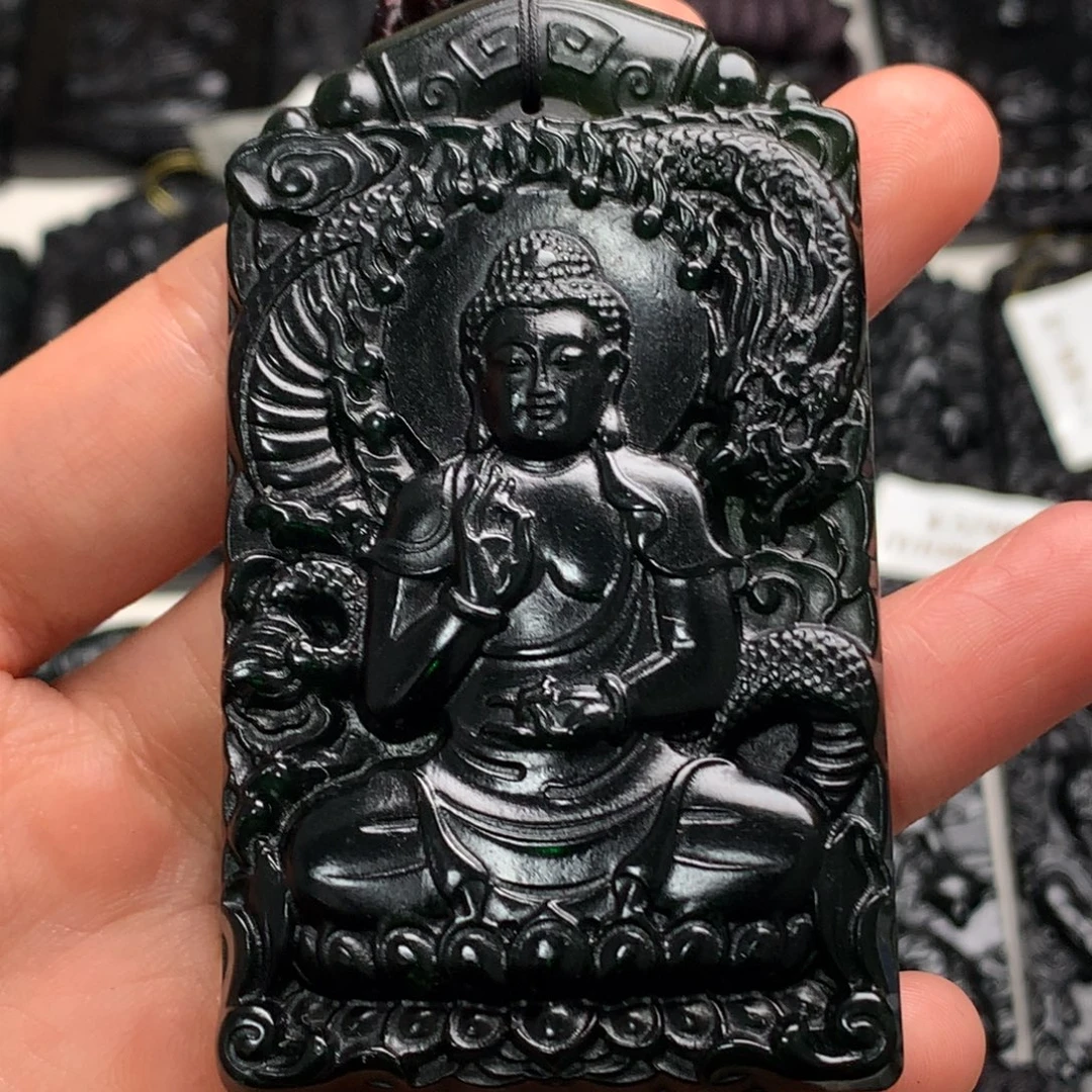 天然缅甸a货钢琴黑挂件