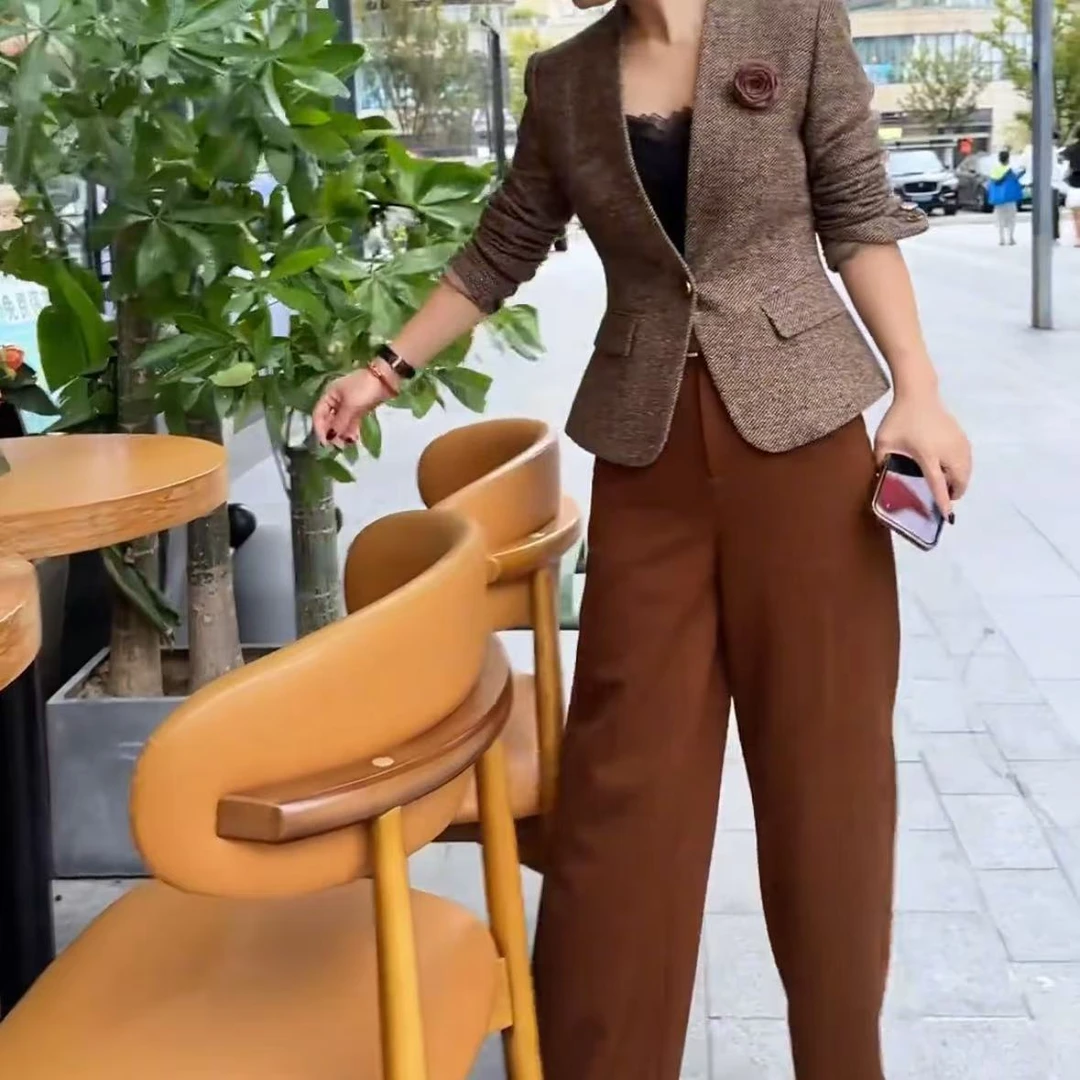 2025春季新款时尚显瘦气质女士网红洋气两件套百搭款D7018