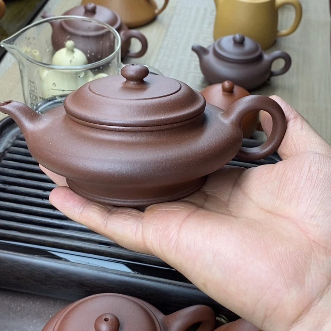锦***️茶壶紫砂紫砂虚扁