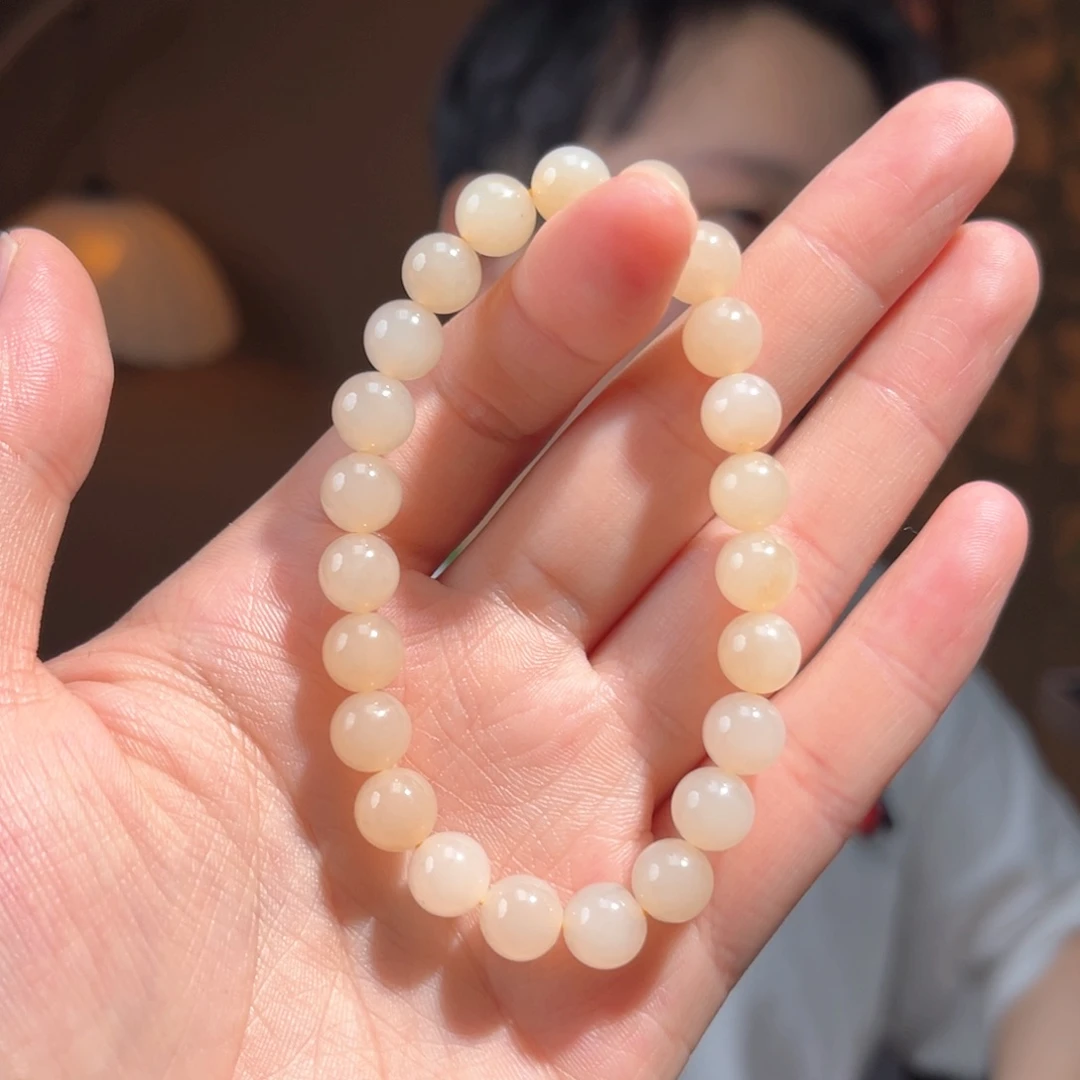 未镶嵌手串和田玉浅糖8mm不换珠88