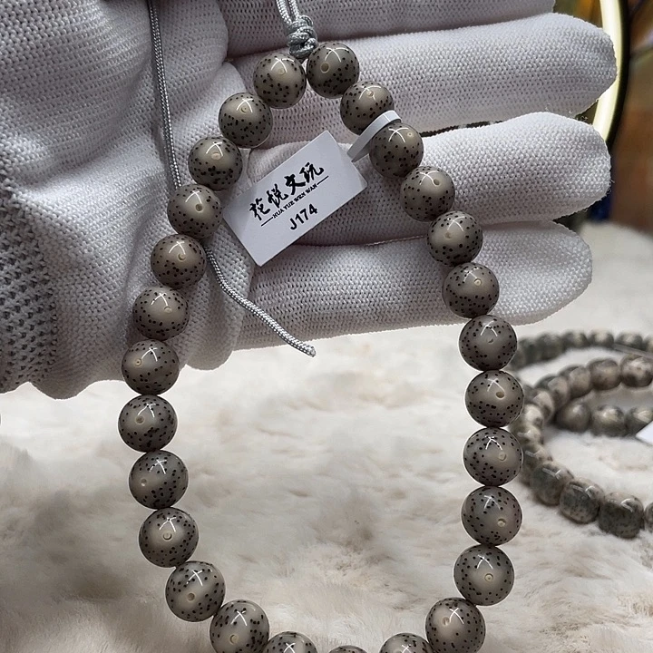 手串星月菩提10圆珠手持糯冰双留白j174