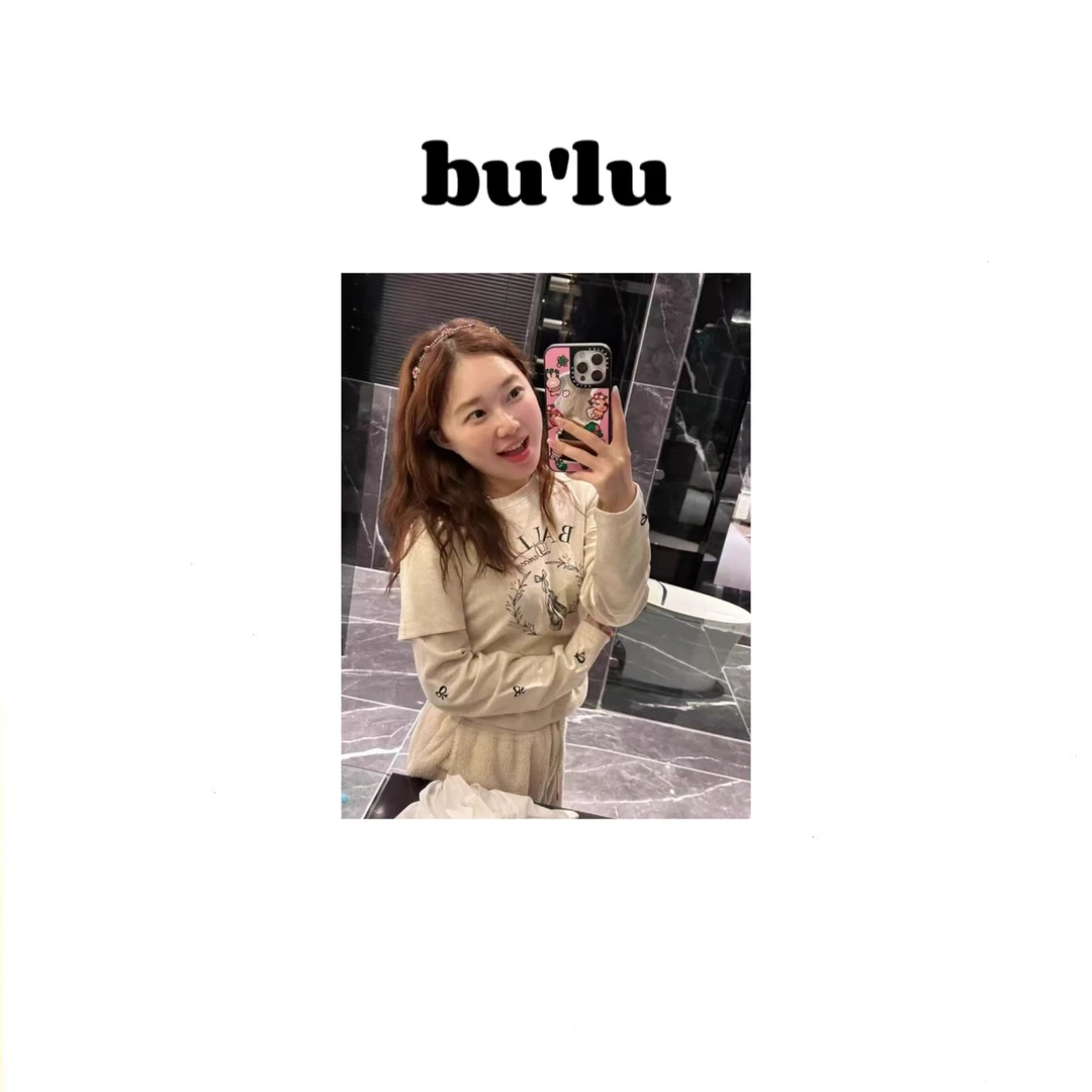 bu'lu “芭蕾舞鞋” 2025春季上新欧式百搭宽松简约假两件T恤