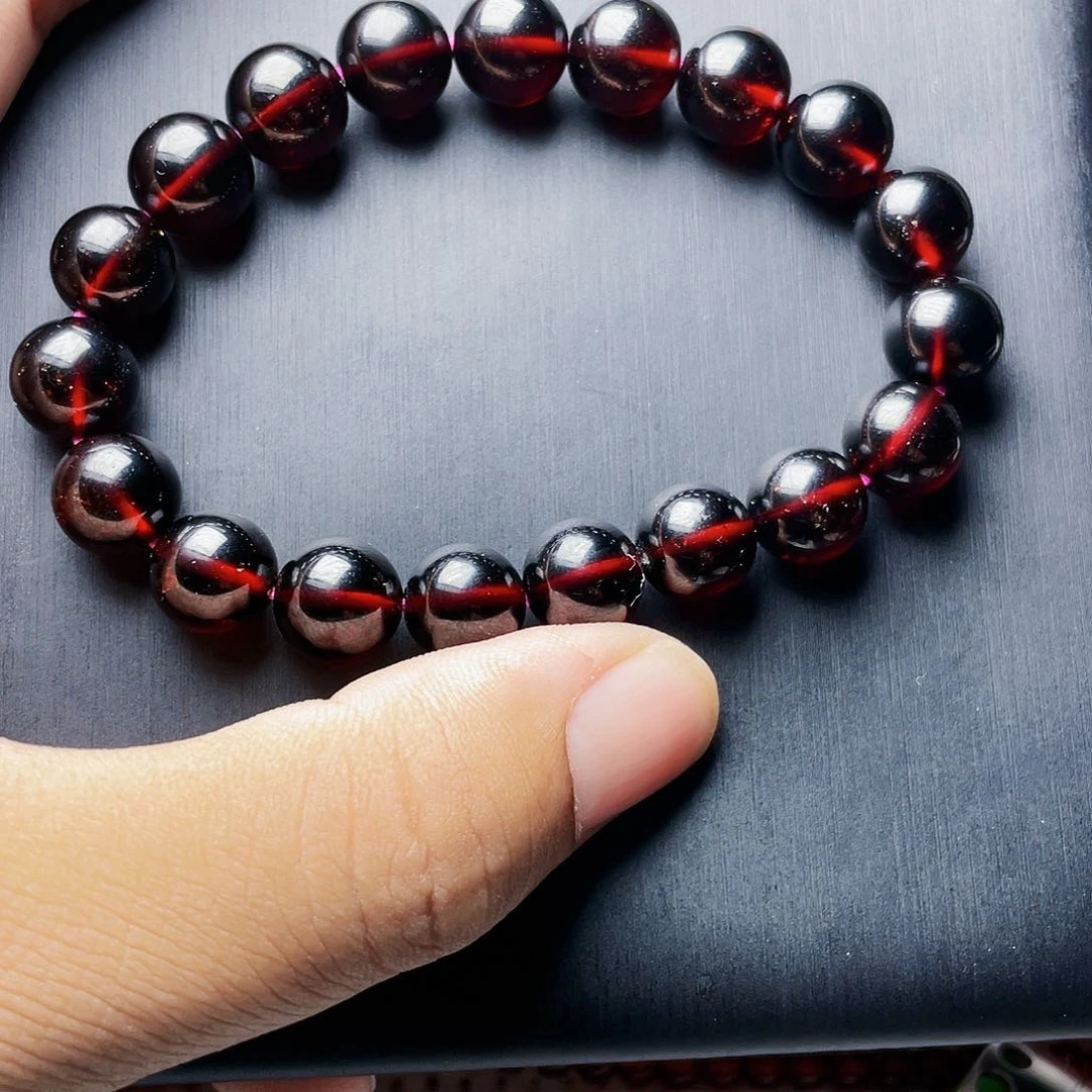石榴石手链未镶嵌10MM高品质酒红单圈9A级