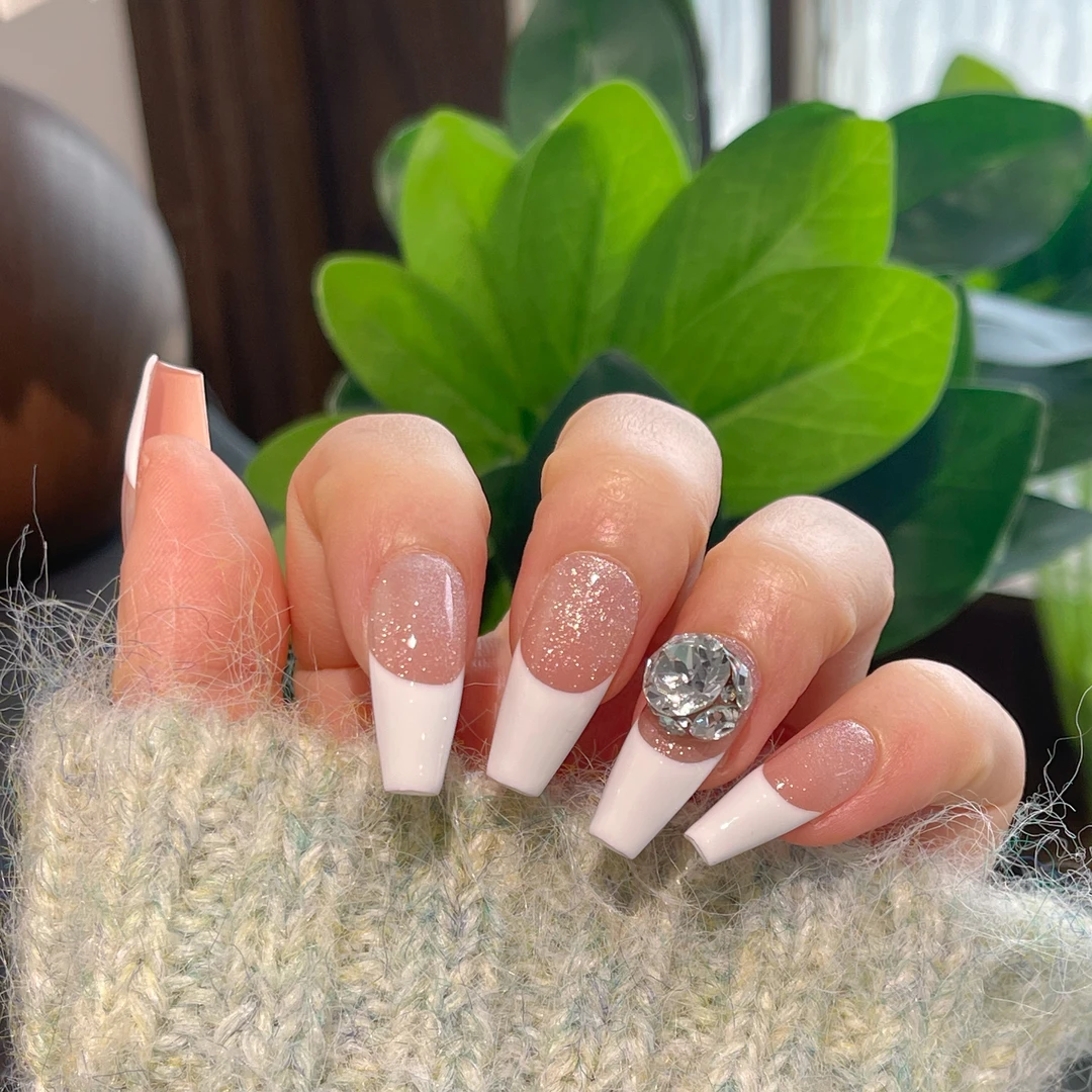 巴仑美【白鹤汀】设计师款 雪白法式可重复穿戴美甲贴