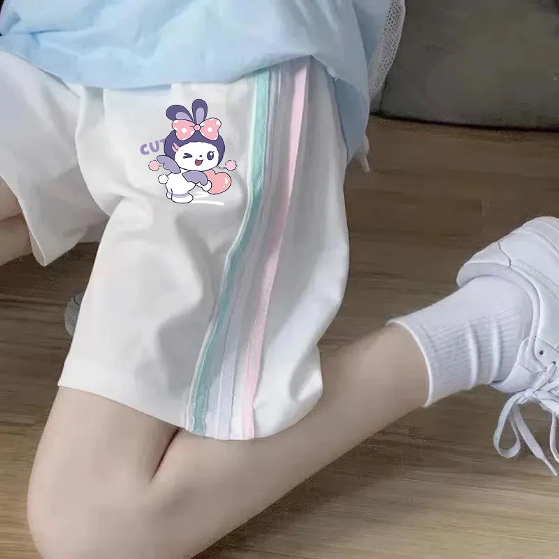 巴拉扣扣女童短裤夏装儿童外穿纯棉五分裤子中大童卡通小学生运动