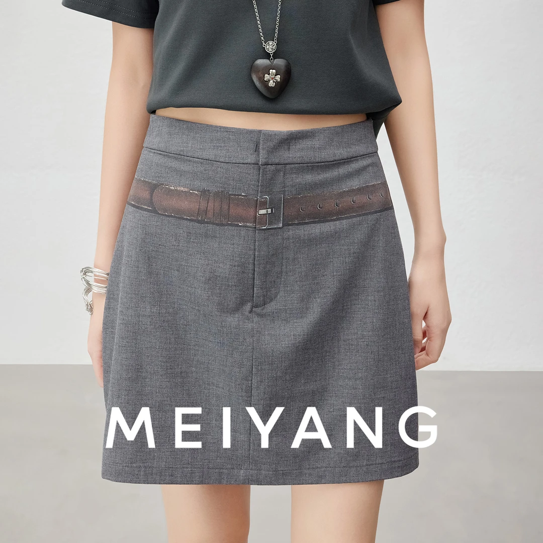 A美洋MEIYANG 腰带半裙 格雷系女主！初剪羊毛A字半身短裙-周四