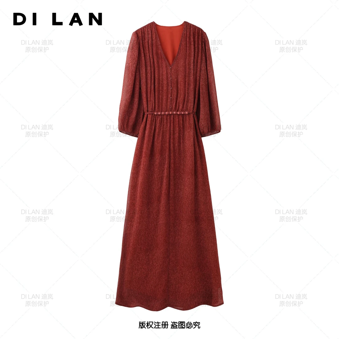 【女神降临A】法式连衣裙女新款气质显瘦穿搭时尚洋气印花长裙2561