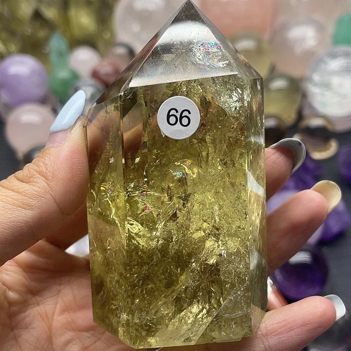 考***5水晶珠宝半成品未镶嵌66黄水晶柱