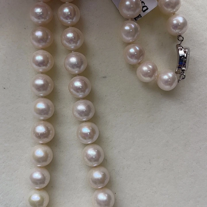 淡水珍珠银S925镶嵌颈饰卡10➕极光白透粉