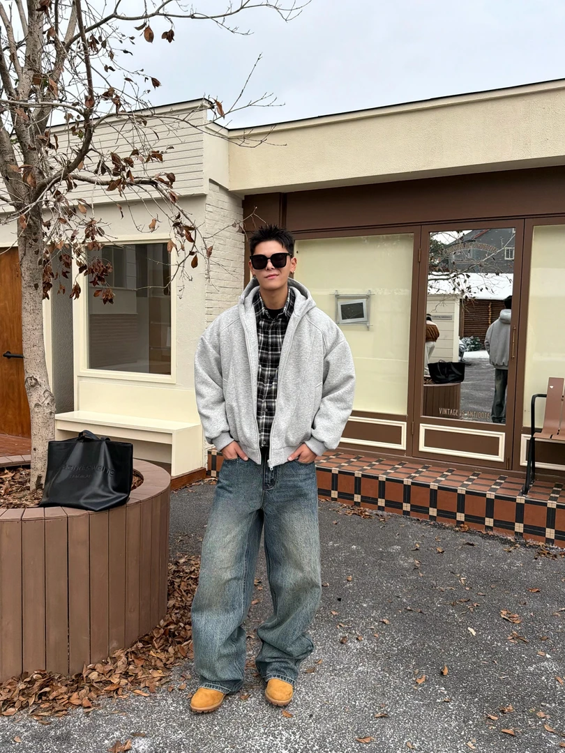 冬季美式国标90白鸭绒针织卫衣连帽百搭假两件羽绒服男保暖